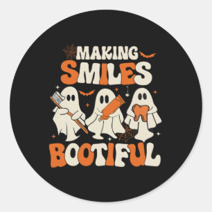 Adesivo Redondo Engraçado Fantasma Dentista Fazer Halloween Sorri