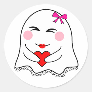 Adesivo Redondo Engraçado Fantasma emoji!