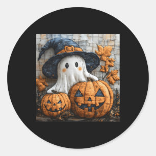 Adesivo Redondo Engraçado Fantasma Pumpkin Bonito Patches de Hallo