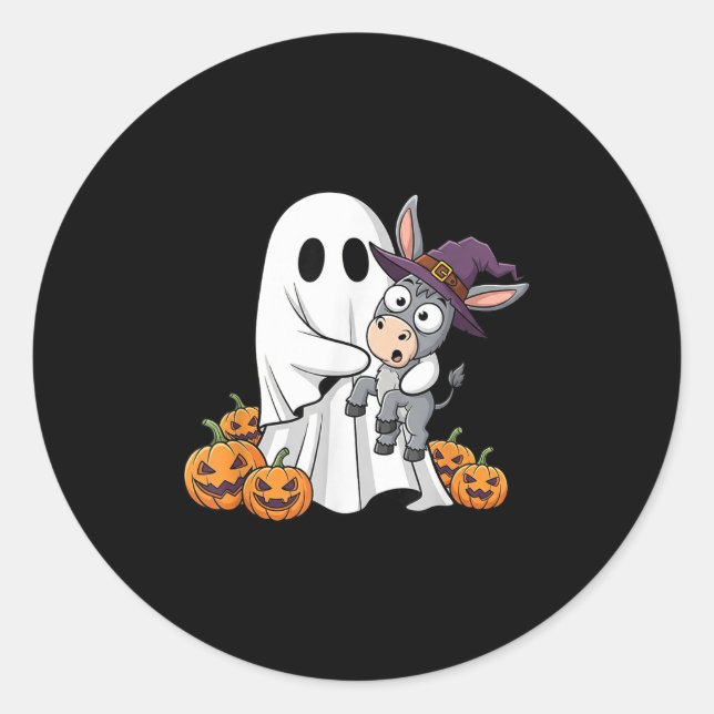 Adesivo Redondo Engraçado Fantasma Pumpkin Halloween Crianças Meni (Frente)