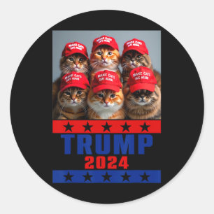 Adesivo Redondo Engraçado Fazer Os Gatos Salvarem Novamente Trump