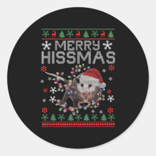 Adesivo Redondo Engraçado Feliz de Natal Hissmas Ssum Amantes do N