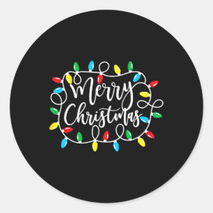 Adesivo Redondo Engraçado Feliz Natal Luzes Xmas Homens Mulheres