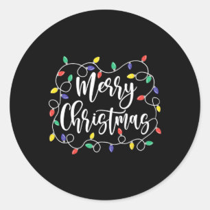 Adesivo Redondo Engraçado Feliz Natal Luzes Xmas Homens Mulheres
