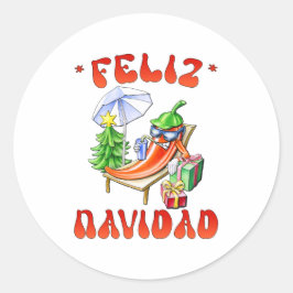 Adesivo Redondo Engraçado Feliz Navidad, Feliz Natal Feliz Chili