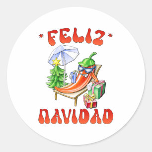 Adesivo Redondo Engraçado Feliz Navidad, Feliz Natal Feliz Chili