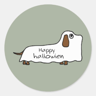Adesivo Redondo Engraçado Feliz Sanduíche do Cachorro Fantasma do