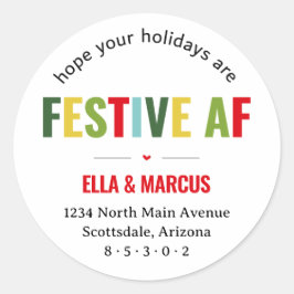 Adesivo Redondo Engraçado Festivo AF Endereço de devolução de Nata