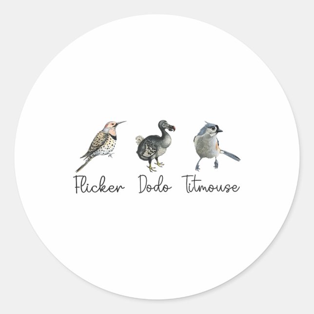 Adesivo Redondo Engraçado Flicker Dodo Titmouse (Frente)