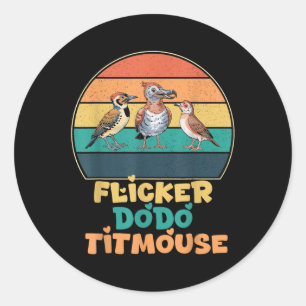 Adesivo Redondo Engraçado Flicker Dodo Titmouse Bird Watch Nature