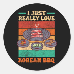 Adesivo Redondo Engraçado Foodie Asiático - Churrasco coreano
