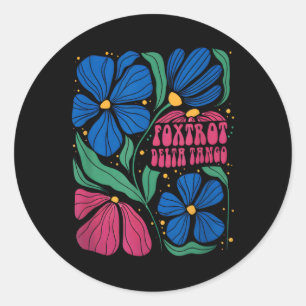 Adesivo Redondo Engraçado Foxtrots Deltas Tangos Flower Boho