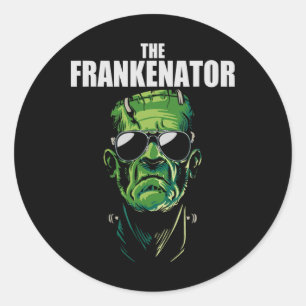 Adesivo Redondo Engraçado Frankenstein O Frankenator Halloween Hor