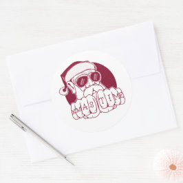 Adesivo Redondo Engraçado Gangsta Papais noeis Horário de Natal Kn