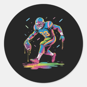 Adesivo Redondo Engraçado Garoto De Futebol Garoto Jovens Tie Dye