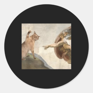 Adesivo Redondo Engraçado Gato Criação De Adão Meme Jesus