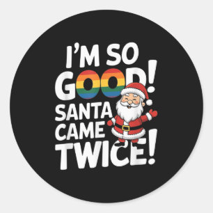 Adesivo Redondo Engraçado Gay Papai Noel Natal Lgbt Pun Pride Xma