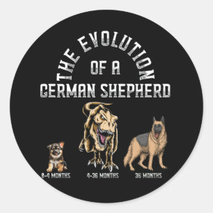 Adesivo Redondo Engraçado German shepherd Evolutivo Dinossauro Pet