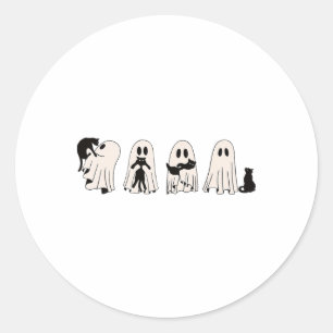 Adesivo Redondo Engraçado Ghost Black Cat Spooky, Truque Ou Tratar