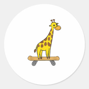 Adesivo Redondo Engraçado Girafa Lover Giraffe Skateboard