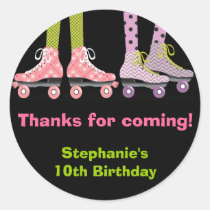 Adesivo Redondo Engraçado Girls Roller Skating Favor Stickers
