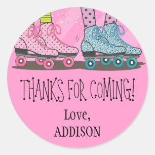 Adesivo Redondo Engraçado Girls Roller Skating Favor Stickers