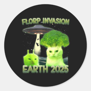 Adesivo Redondo Engraçado Glerp Glorp Alienígena Engraçada Cat Mem