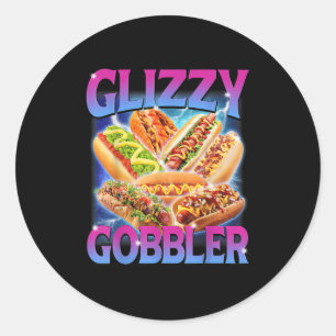 Adesivo Redondo Engraçado Glizzy Gobbler Meme Hilariary Hot Dog Gl