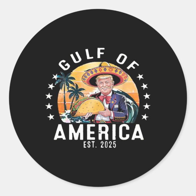 Adesivo Redondo Engraçado Golfo Dos Eua.américa Leste 2025 Preside (Frente)
