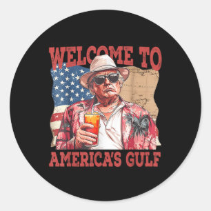 Adesivo Redondo Engraçado Golfo Dos Eua Trump Bem-Vindo Ao Golfo D