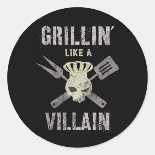 Adesivo Redondo Engraçado Grillin Como Villain Gangster Chef Summe