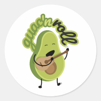 Adesivo Redondo Engraçado Guac e Roll Avocado Sticker