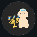 Adesivo Redondo Engraçado Hanukkah Chanukah Poodle Dog Menorah<br><div class="desc">Engraçado Hanukkah Chanukah Poodle Dog Menorah</div>