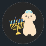 Adesivo Redondo Engraçado Hanukkah Chanukah Poodle Dog Menorah<br><div class="desc">Engraçado Hanukkah Chanukah Poodle Dog Menorah</div>