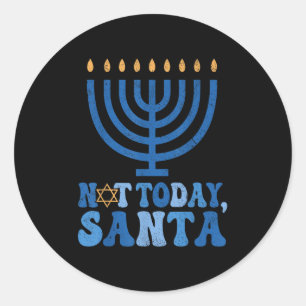 Adesivo Redondo Engraçado Hanukkah Hoje Não Papai noel Menorah Cha
