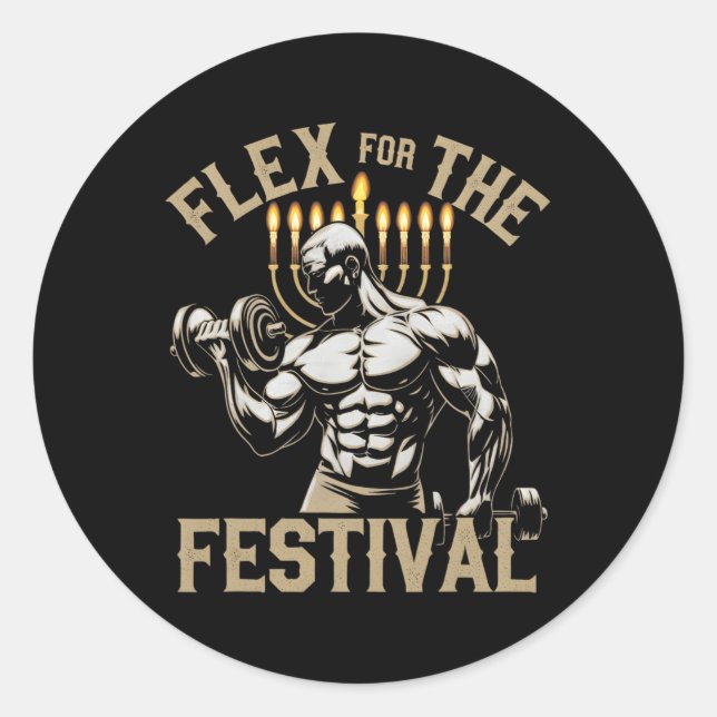Adesivo Redondo Engraçado Hanukkah Jewish Gyout Festival Flex (Frente)