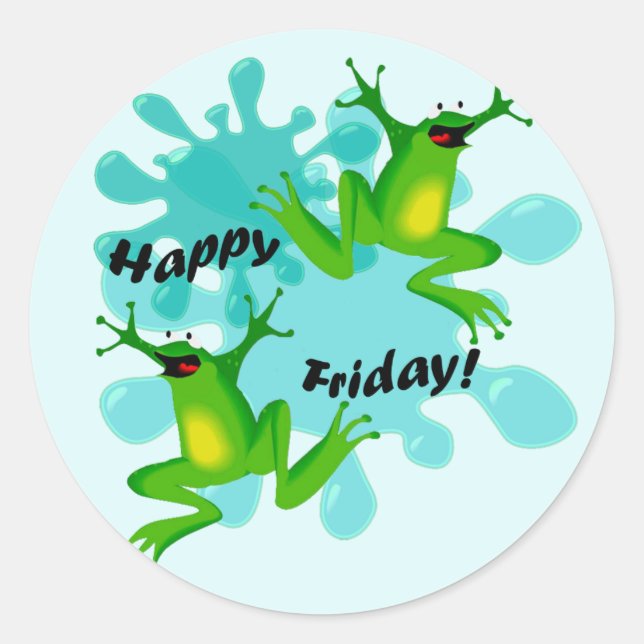Adesivo Redondo Engraçado Hoppy Friday Sapo Sticker (Frente)