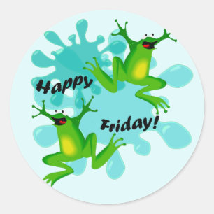Adesivo Redondo Engraçado Hoppy Friday Sapo Sticker