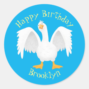 Adesivo Redondo Engraçado ilustração curiosa de desenho animado de