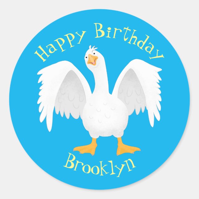 Adesivo Redondo Engraçado ilustração curiosa de desenho animado de (Frente)