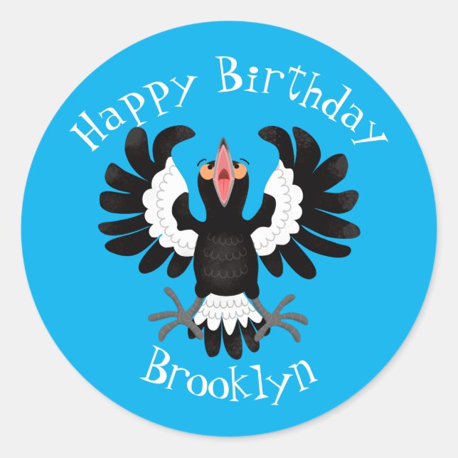 Adesivo Redondo Engraçado ilustração de desenho animado australian (Frente)