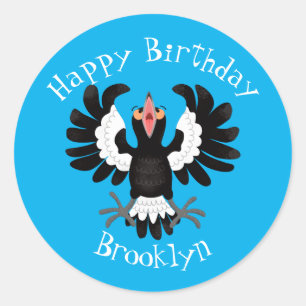 Adesivo Redondo Engraçado ilustração de desenho animado australian