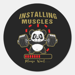 Adesivo Redondo Engraçado Instalar Barbe De Panda Muscular