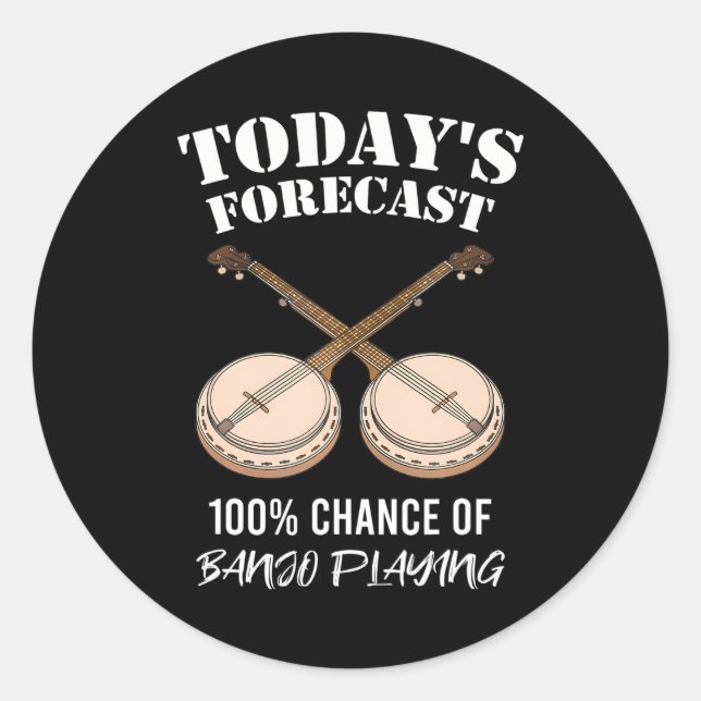 Adesivo Redondo Engraçado Instrumento Musical bluegrass de hoje (Frente)