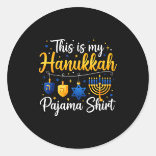 Adesivo Redondo Engraçado Isto É O Meu Pijama De Hanukkah Pajamaka