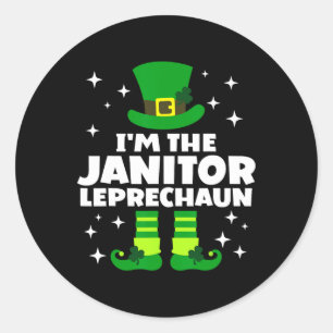 Adesivo Redondo Engraçado Janitor Irlandês Leprechaun Happy St Pat