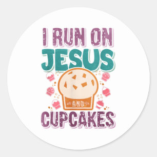 Adesivo Redondo Engraçado Jesus cupcakes palavra arte