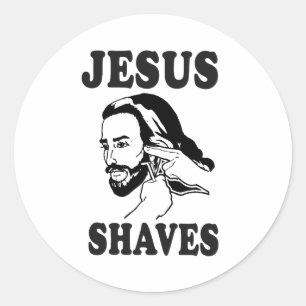 Adesivo Redondo Engraçado Jesus Meme Shaves