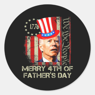 Adesivo Redondo Engraçado Joe Biden 4 de julho Feliz 4 de julho