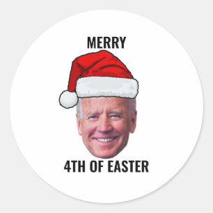Adesivo Redondo Engraçado Joe Biden Feliz 4º Natal Da Páscoa
